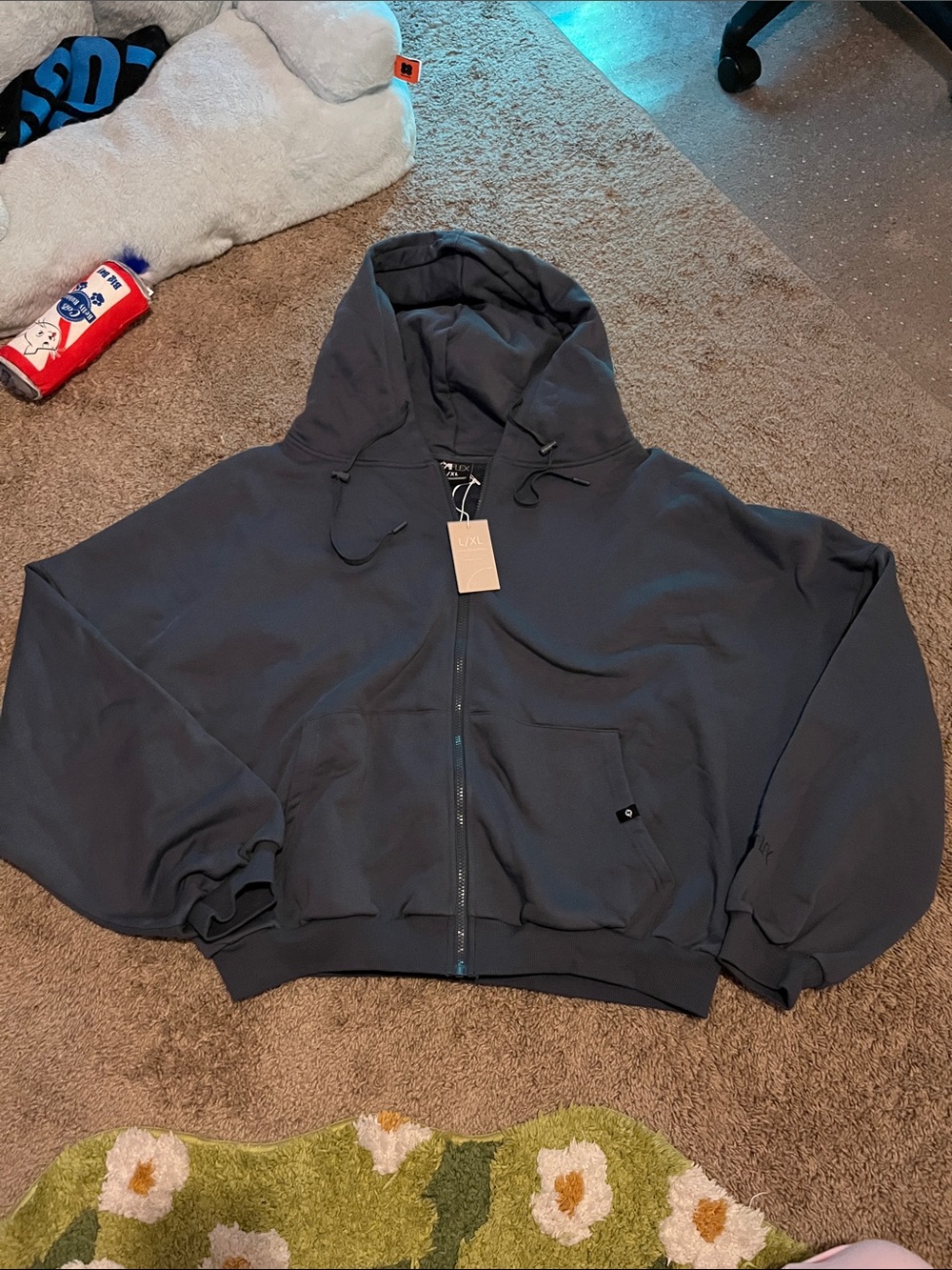 Popflex dusty blue large/xl zip up hoodie princess hood nwt